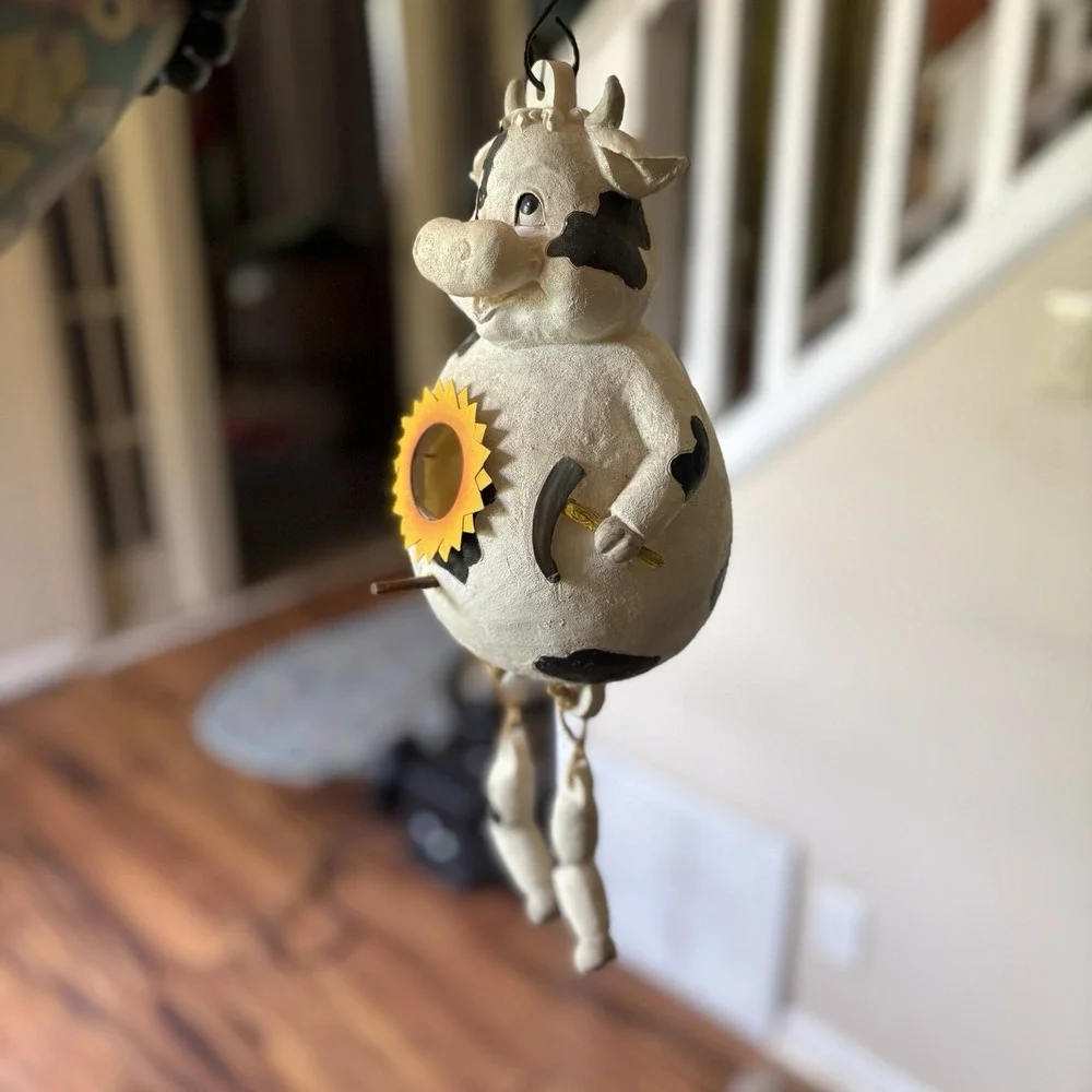 Cow Sunflower Farm Decor Birdhouse